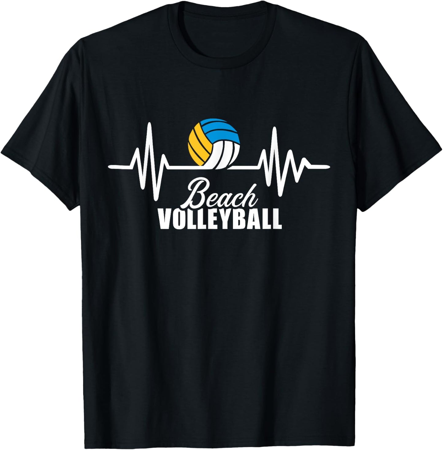 Beach volleyball heartbeat Women Girls Kids T-Shirt - T-Shirt | Black