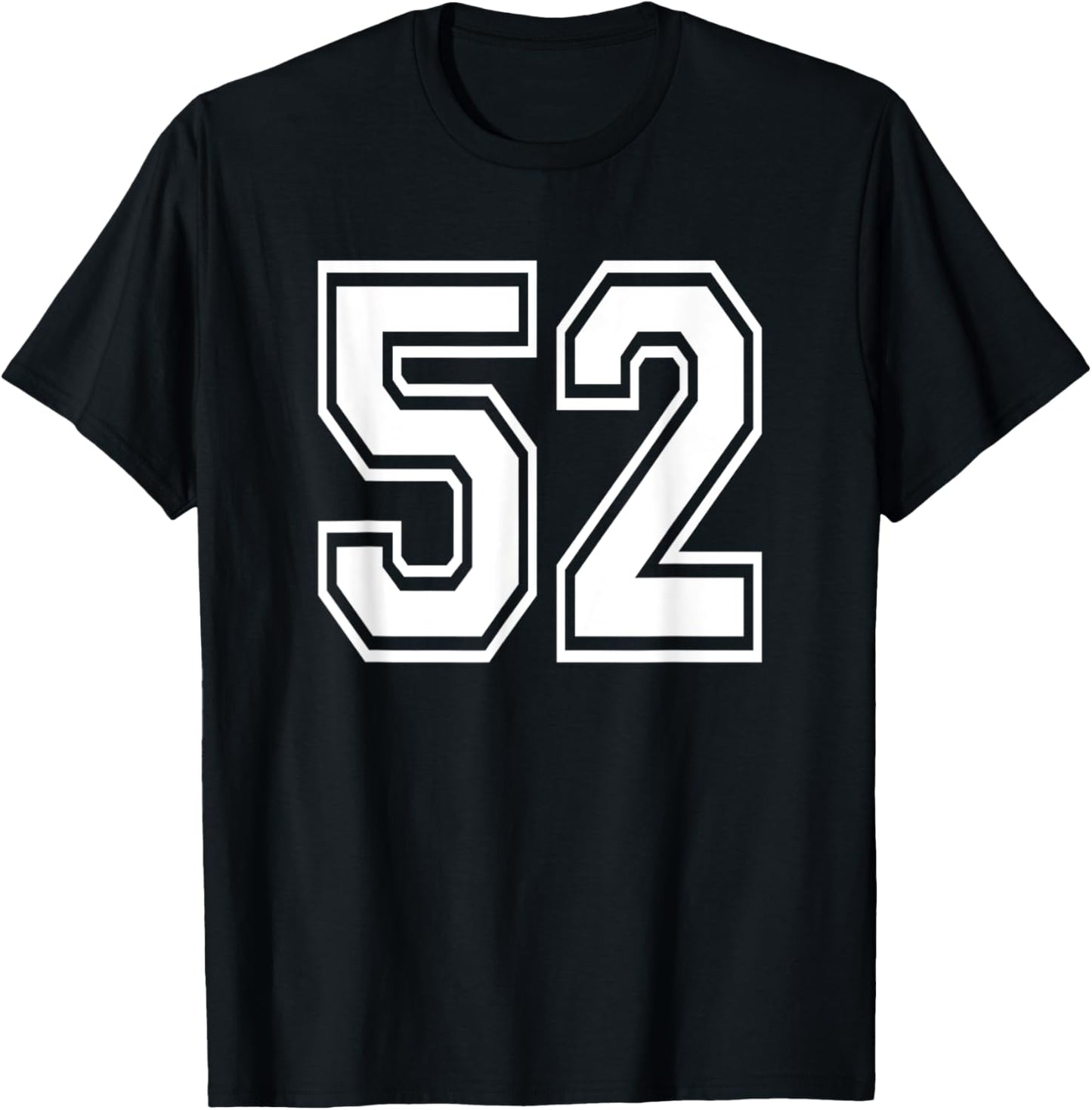 Number 52 Numbered Uniform Sports Jersey Team 52nd Birthday T-Shirt - T-Shirt | Black