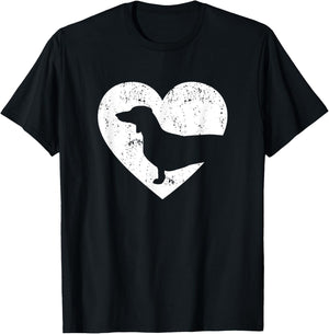 Cute Dachshund Heart Dachshund Dog Valentines Day Men Women T-Shirt - T-Shirt | Black