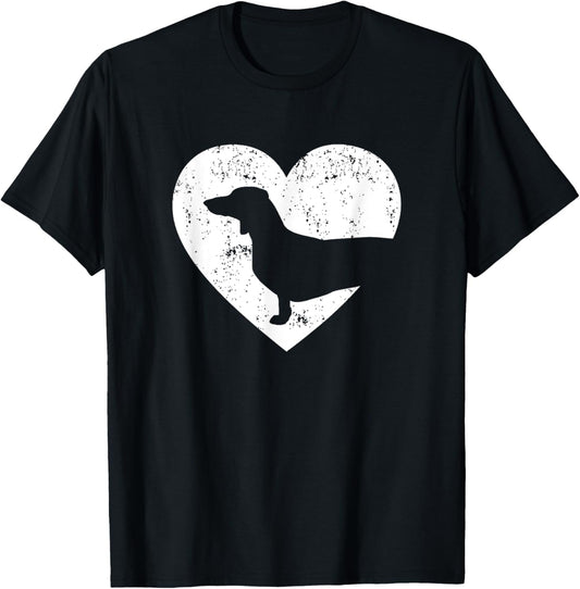 Cute Dachshund Heart Dachshund Dog Valentines Day Men Women T-Shirt - T-Shirt | Black