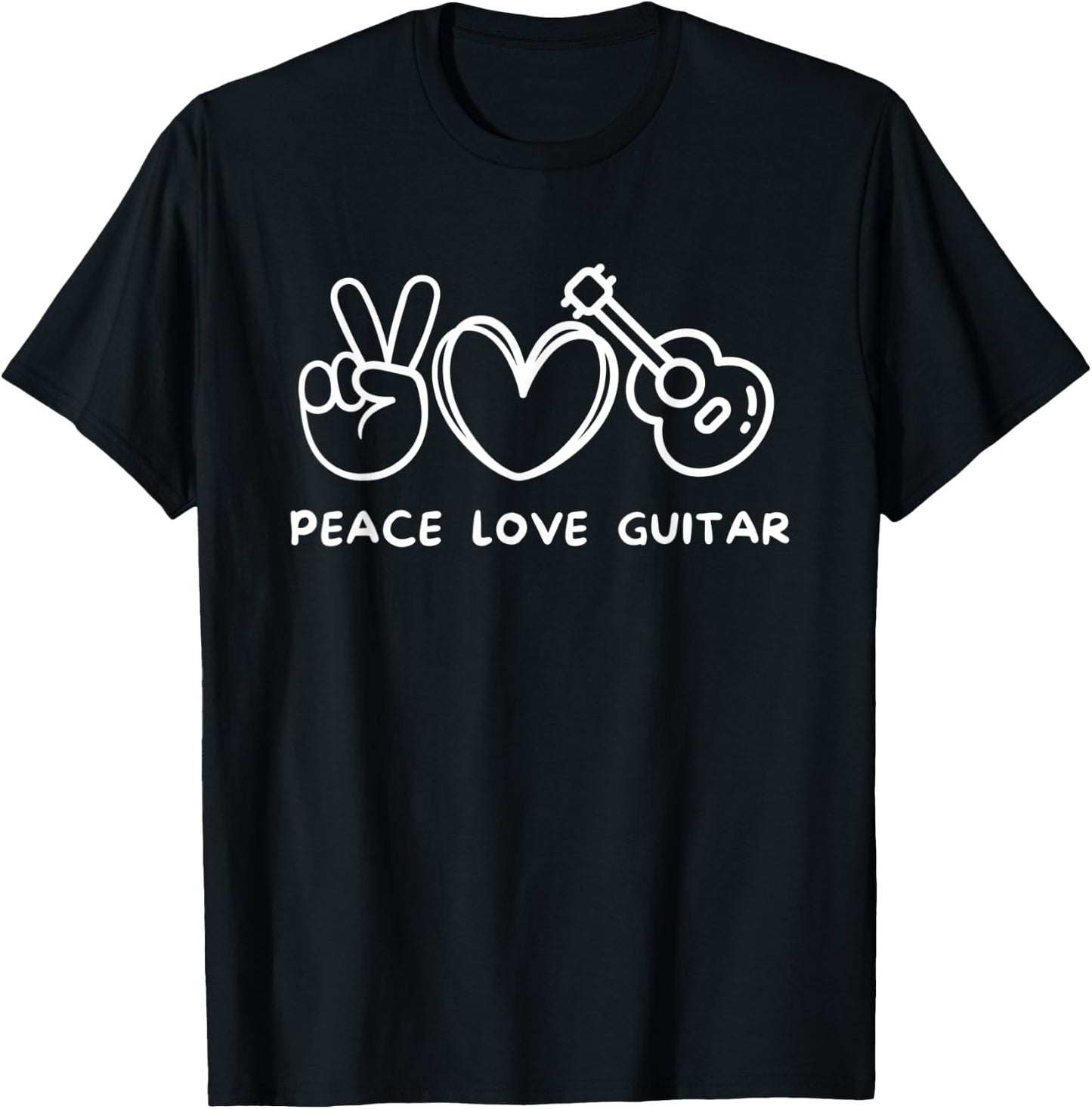 Peace, Love Guitar Retro Guitar Lover Guitarist T-Shirt - T-Shirt | Black