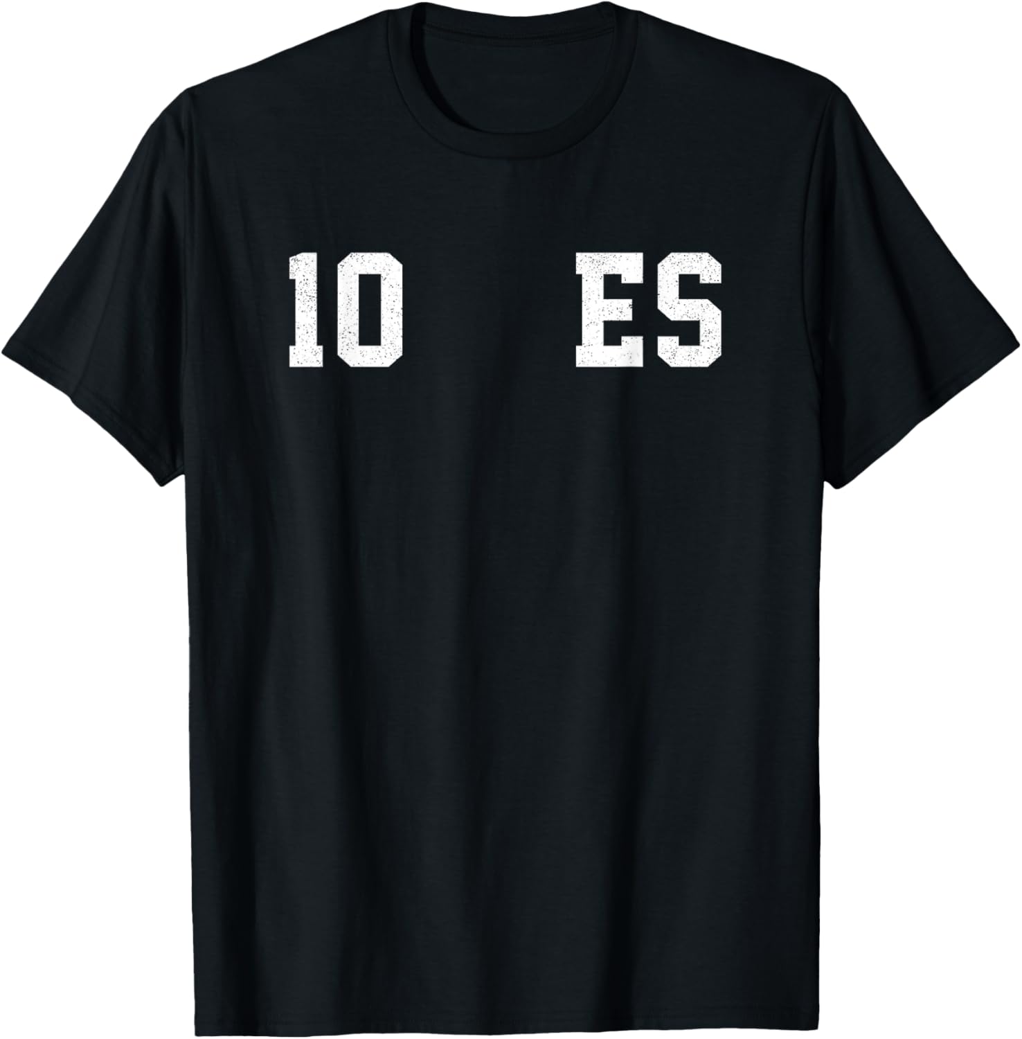El Salvador ES 10 Sport Varsity Distressed Retro Number Ten T-Shirt - T-Shirt | Black