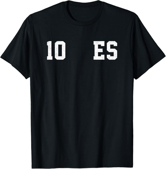 El Salvador ES 10 Sport Varsity Distressed Retro Number Ten T-Shirt - T-Shirt | Black