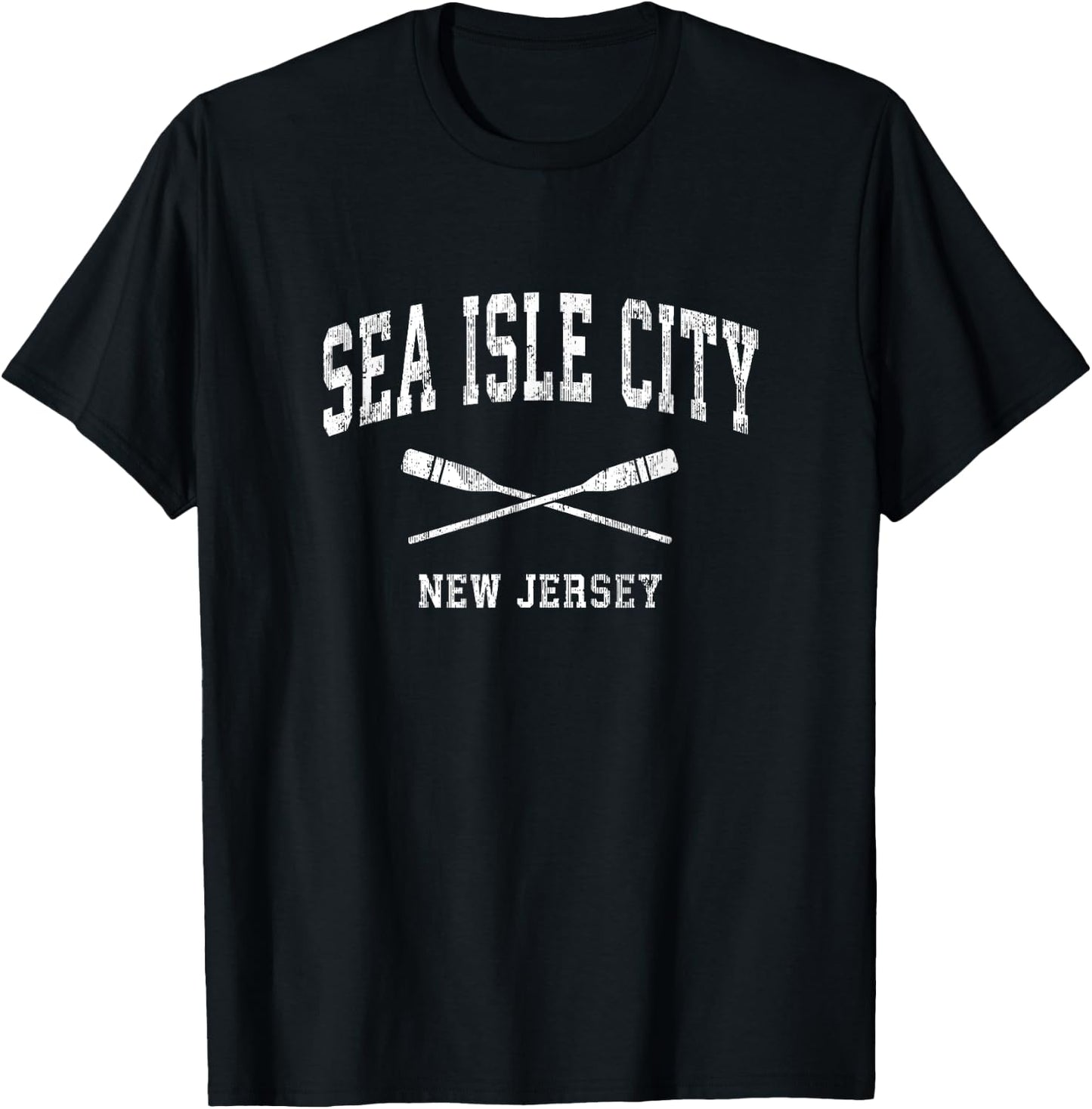 Sea Isle City New Jersey Vintage Nautical Paddles Sports Oar T-Shirt - T-Shirt | Black