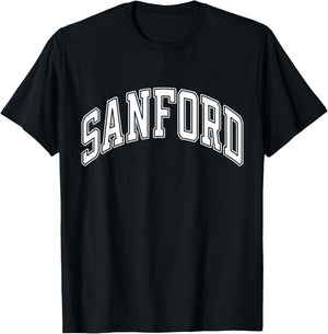 Sanford Florida FL Varsity Style White Text T-Shirt - T-Shirt | Black