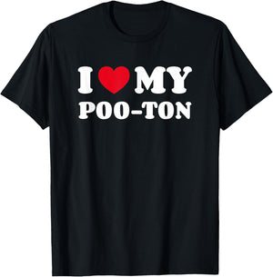 Pooton Poodle Coton de Tulear Mix I Love My Poo-Ton T-Shirt - T-Shirt | Black