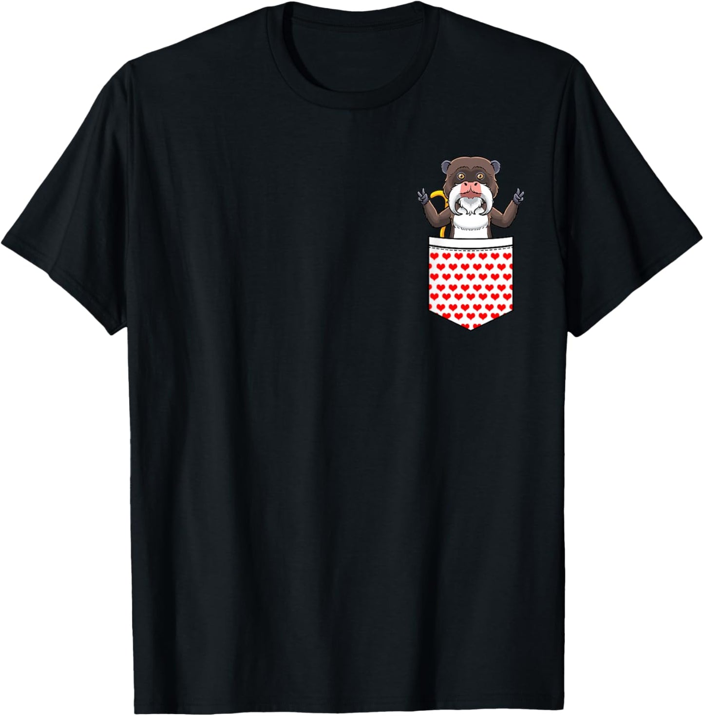 Tamarin Monkey In Pocket T-Shirt - T-Shirt | Black