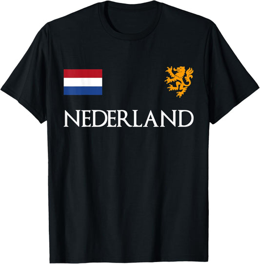 Nederland Tricolor Souvenir Proud Flag Of Netherlands T-Shirt - T-Shirt | Black