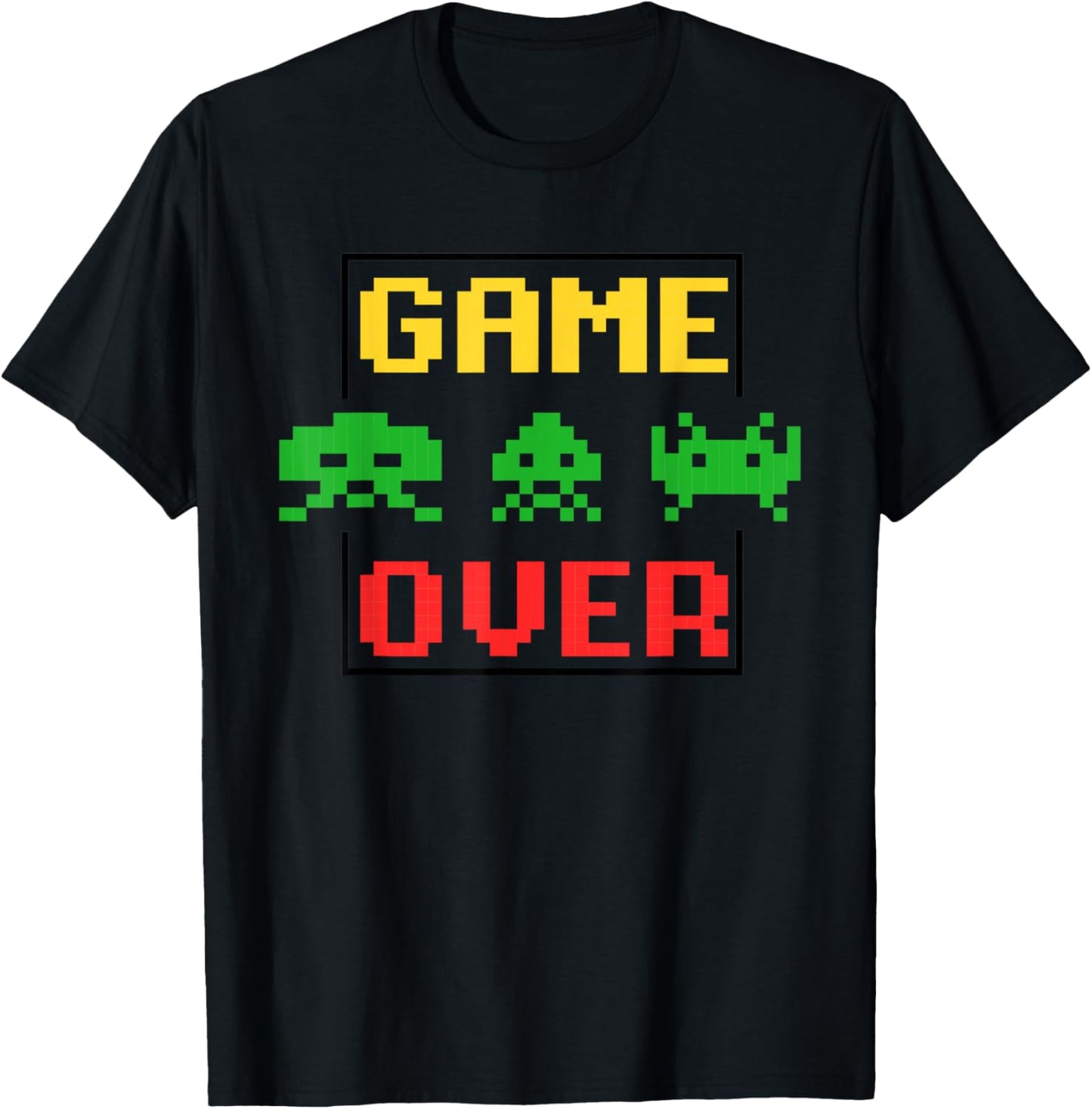 Arcade game Retro gaming Space Pixel art Vintage Invaders T-Shirt - T-Shirt | Black