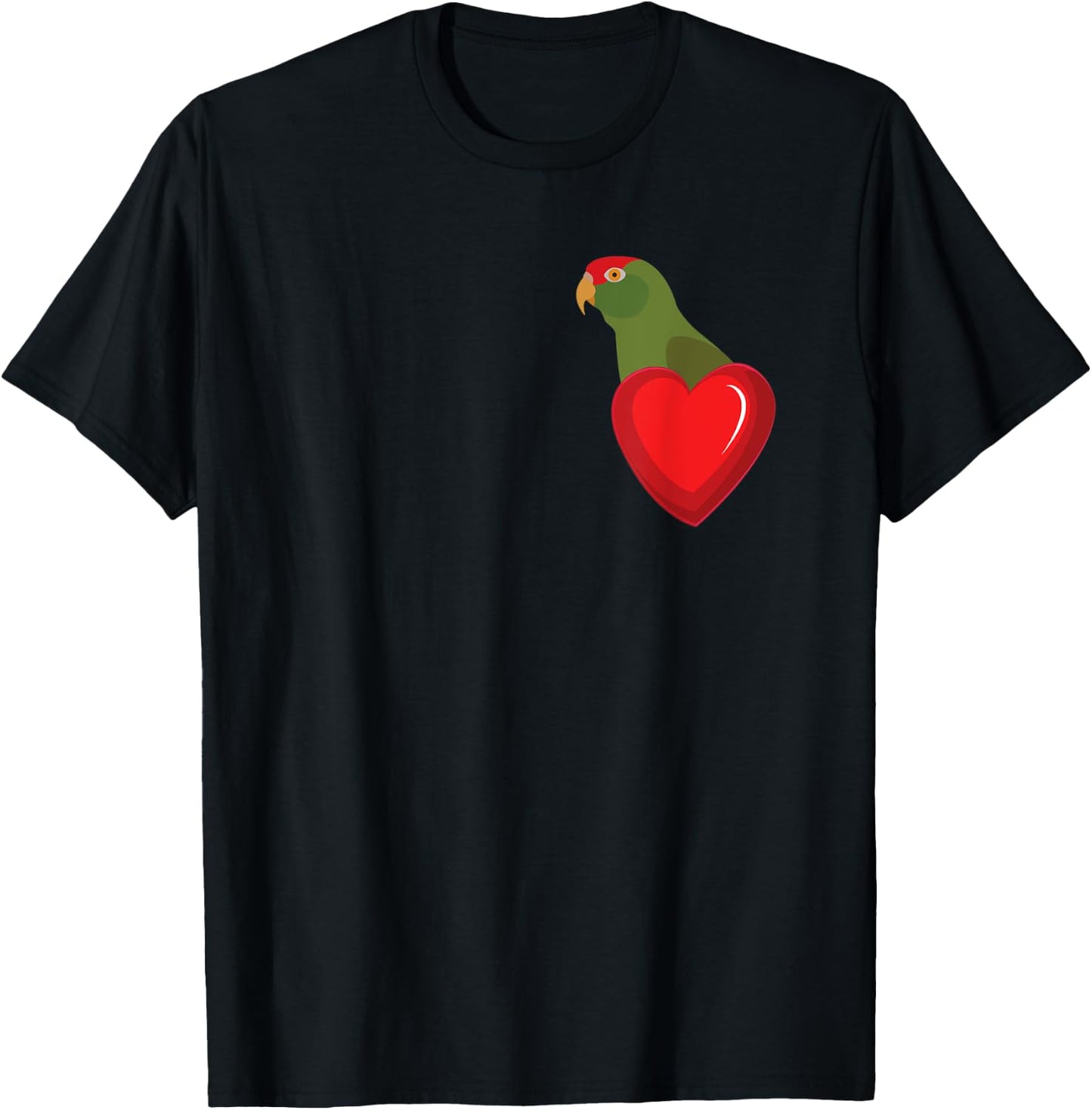 Cherry Headed Conure Parrot Heart Pocket T-Shirt - T-Shirt | Black