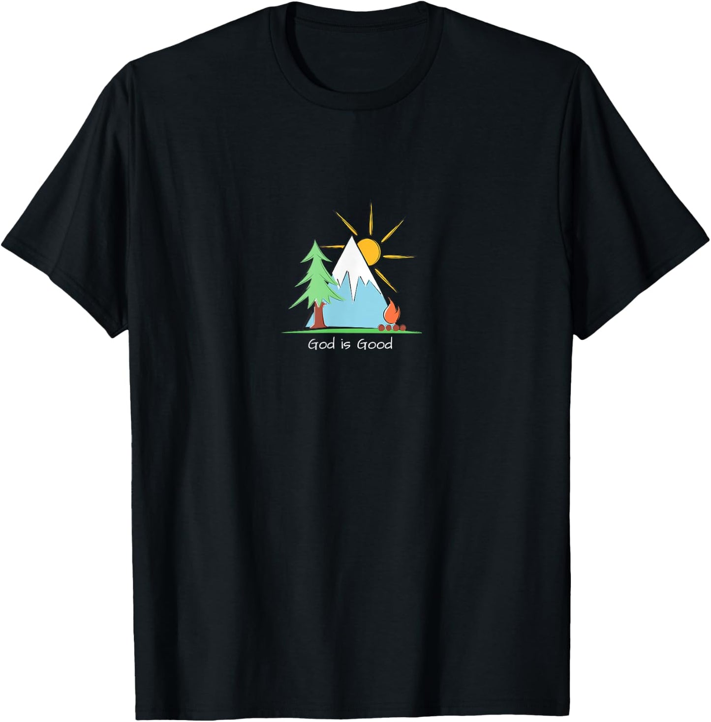 God is Good Christian Camping Wilderness Adventure Campfire T-Shirt - T-Shirt | Black