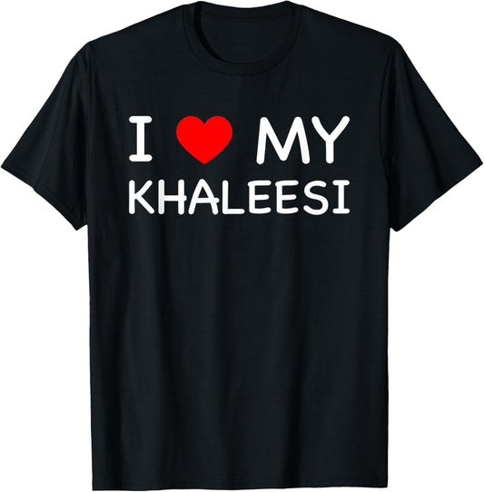 I Love My Khaleesi First Name Red Heart T-Shirt - T-Shirt | Black