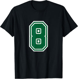 Number #8 Green Varsity Favorite Number T-Shirt - T-Shirt | Black