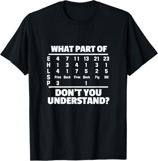 What is part of Don't You Understand? Swimming Swimmer Swimming T-Shirt - T-Shirt | Black