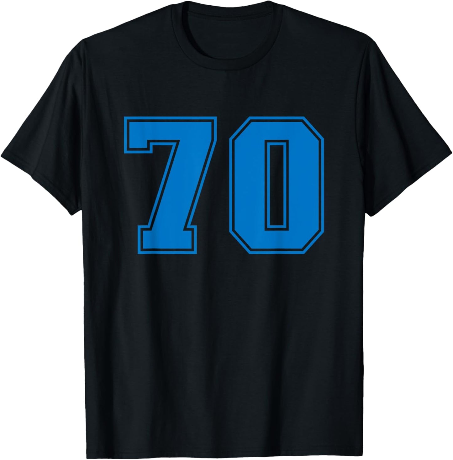 Number #70 Blue Sports Jersey Lucky Number T-Shirt - T-Shirt | Black