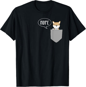 Shiba Inu Pocket Nope Funny Shiba Inu T-Shirt - T-Shirt | Black