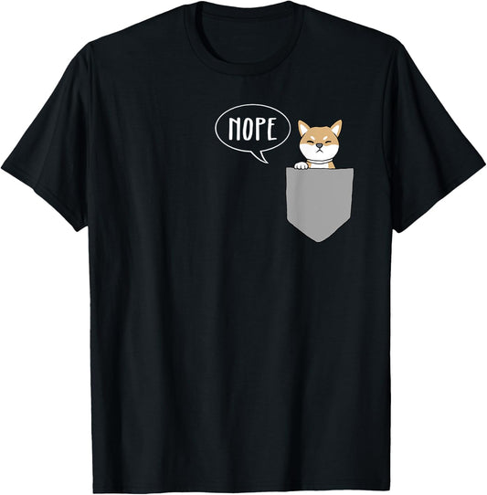 Shiba Inu Pocket Nope Funny Shiba Inu T-Shirt - T-Shirt | Black
