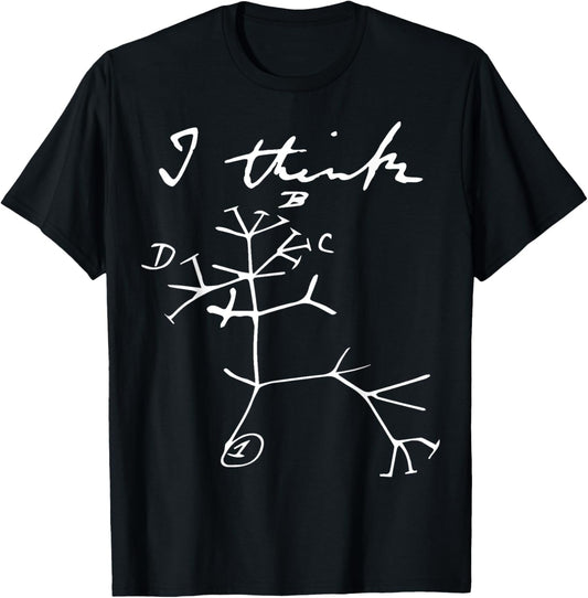 I Think Tree Life Darwin Evolution Biology Science Teacher Women Girls Kids T-Shirt - T-Shirt | Black