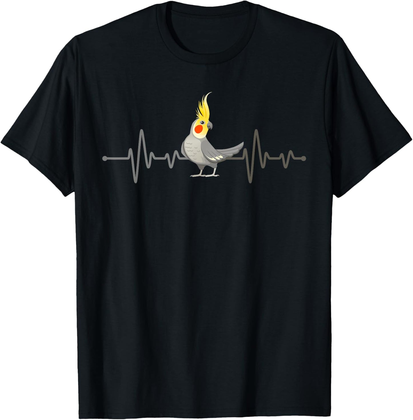 Cool Cockatiel Women Parrot Bird Lovers Heartbeat T-Shirt - T-Shirt | Black