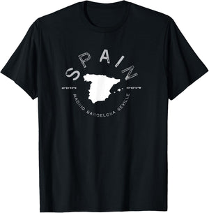 Spain Barcelona Madrid Seville Graphic Vintage Retro T-Shirt - T-Shirt | Black