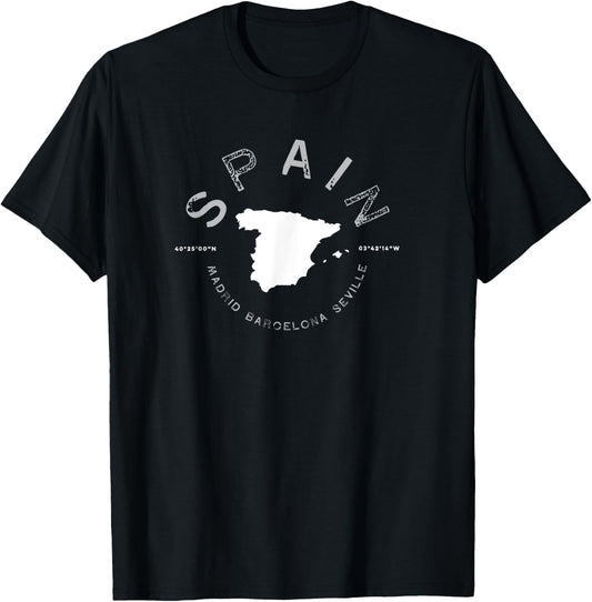 Spain Barcelona Madrid Seville Graphic Vintage Retro T-Shirt - T-Shirt | Black