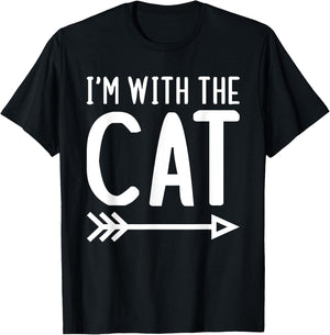 I'm With The Cat Funny Matching Halloween Couple Costume Women Kids T-Shirt - T-Shirt | Black