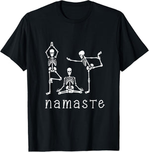 Namaste Skeletons Yoga Lover Gift Yogi Workout Women T-Shirt - T-Shirt | Black