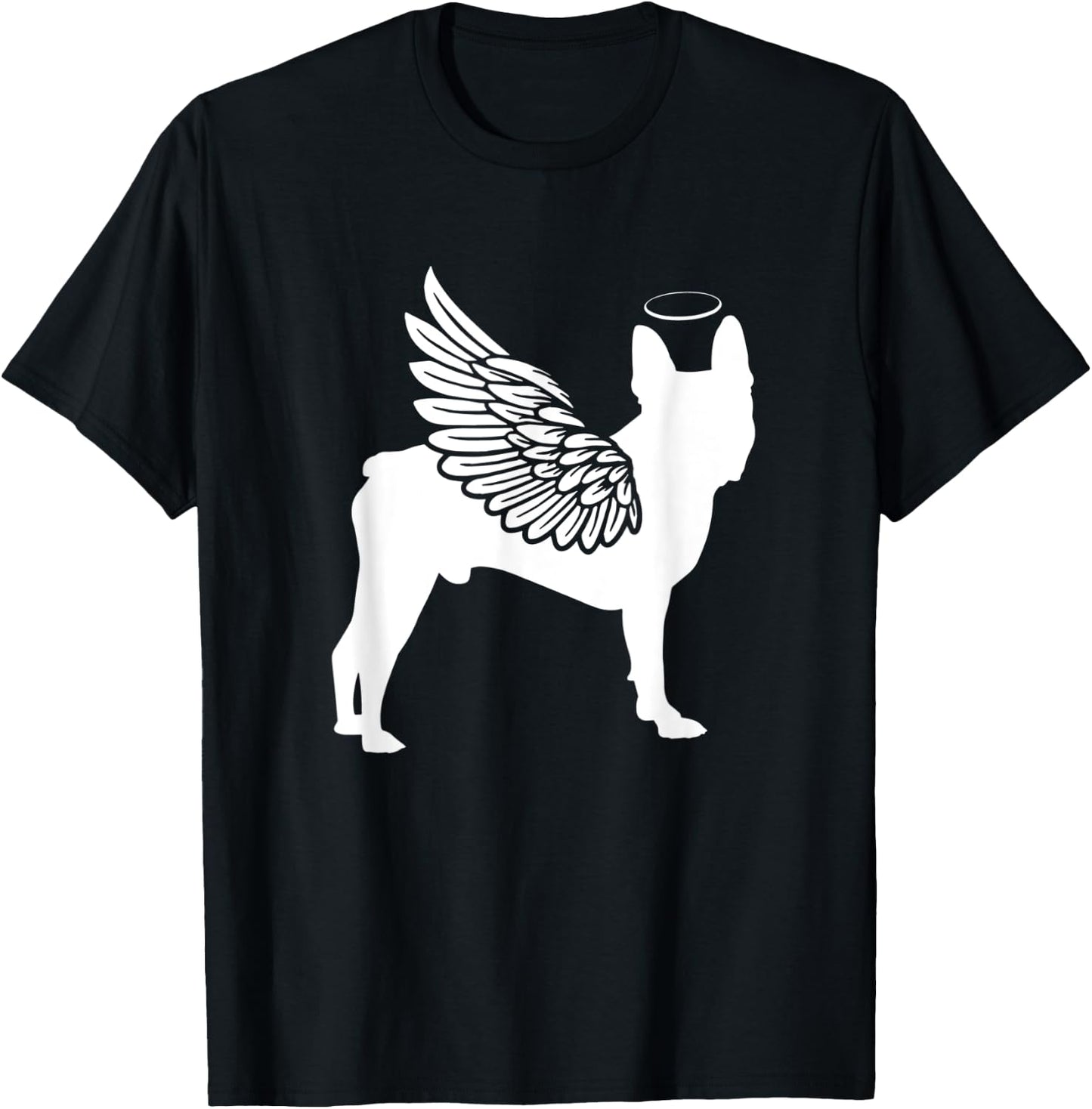 Boston Terrier With Angel Wings T-Shirt - T-Shirt | Black