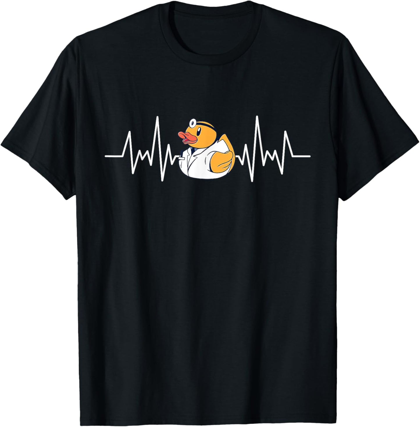 Vintage Duck Doctor Lover Retro Duck Doctor Heartbeat T-Shirt - T-Shirt | Black