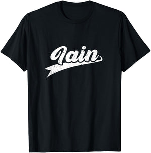 Classic 70s Retro Name Iain T-Shirt - T-Shirt | Black