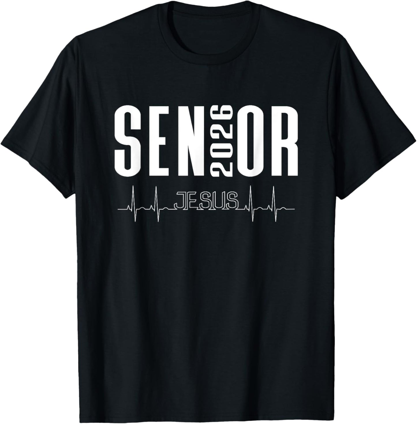 Class of 2026 Senior Christian Themed Jesus Filled Heartbeat T-Shirt - T-Shirt | Black