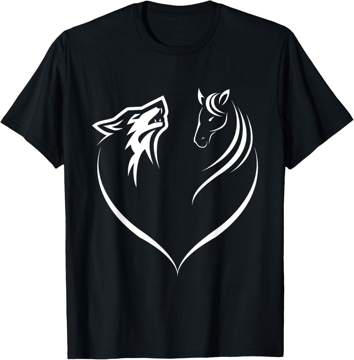 Horse Riding Wolf Animal Lover Gift Horse T-Shirt - T-Shirt | Black