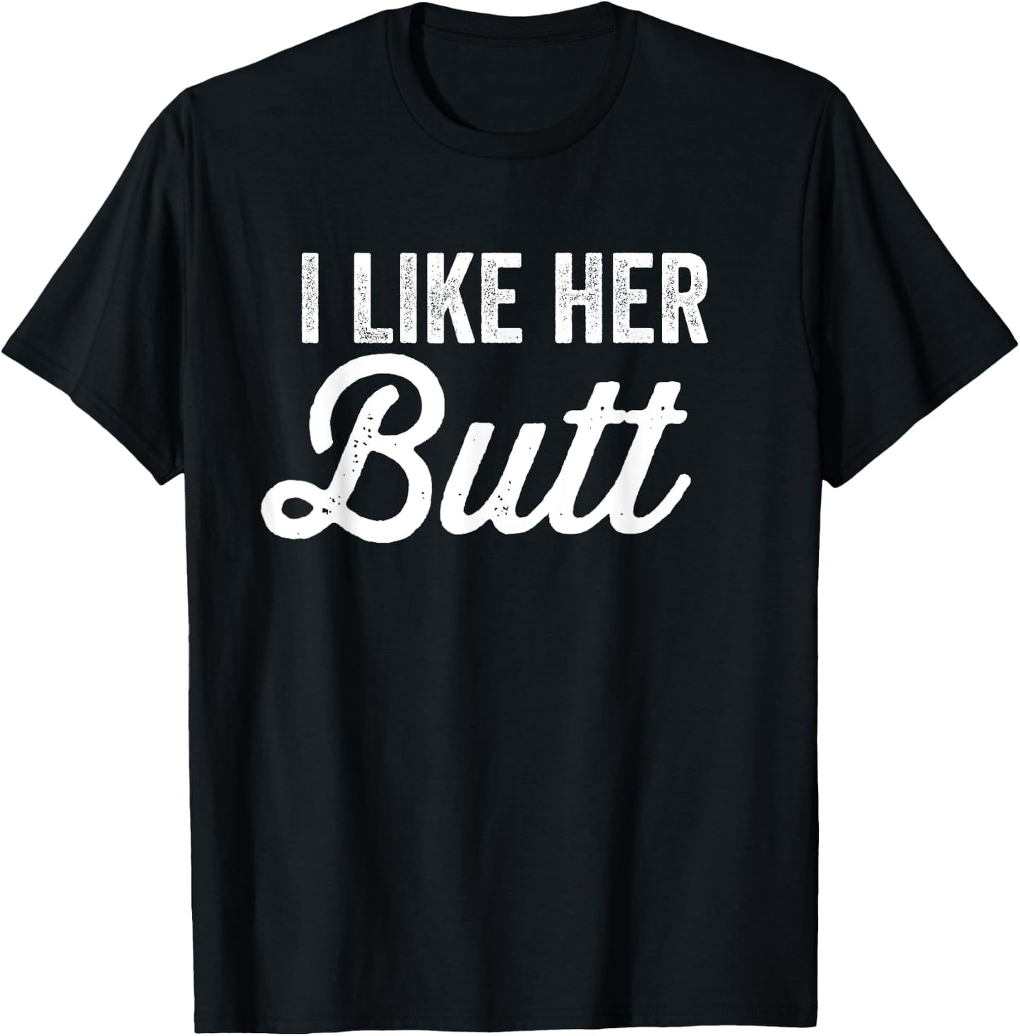 Matching Couples I Like Her Butt I Like His Beard T-Shirt - T-Shirt | Black