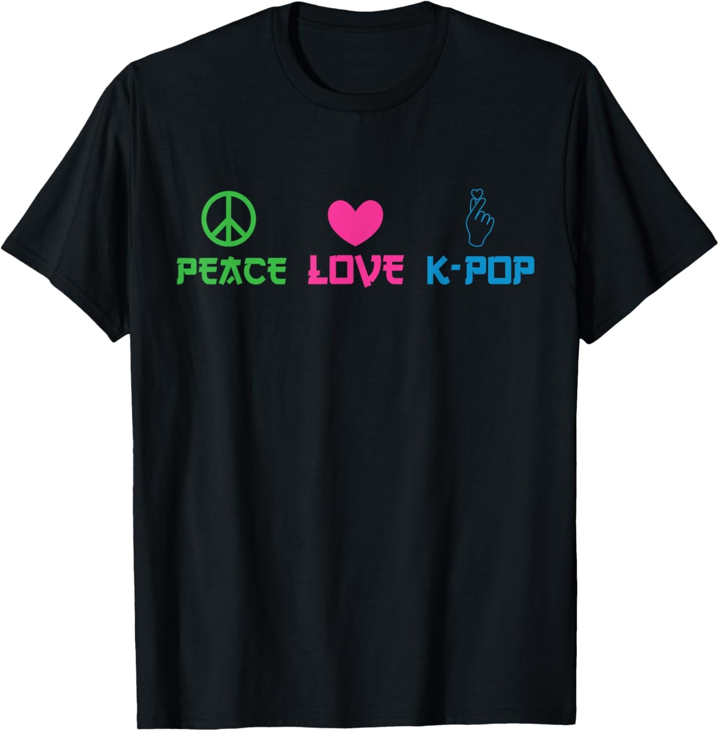 Peace Love K-Pop T-Shirt - T-Shirt | Black