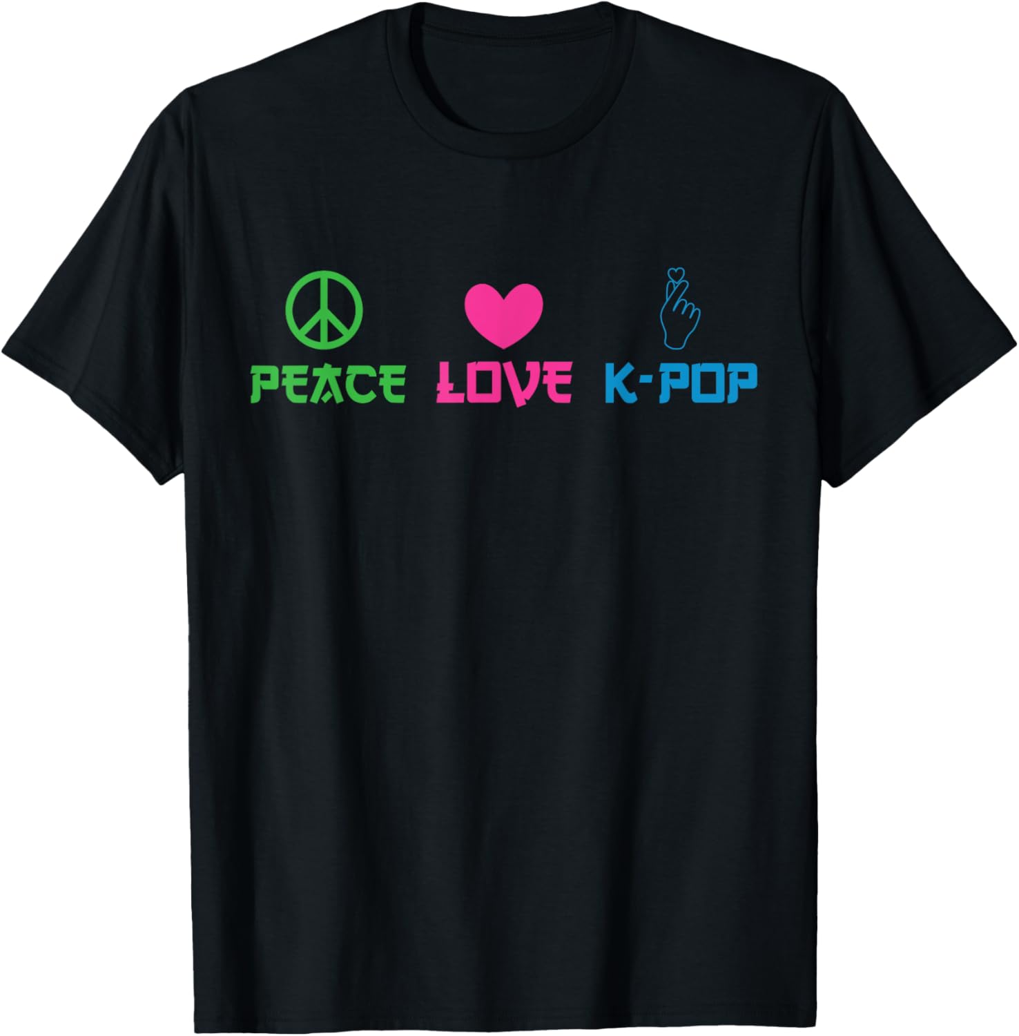 Peace Love K-Pop T-Shirt - T-Shirt | Black