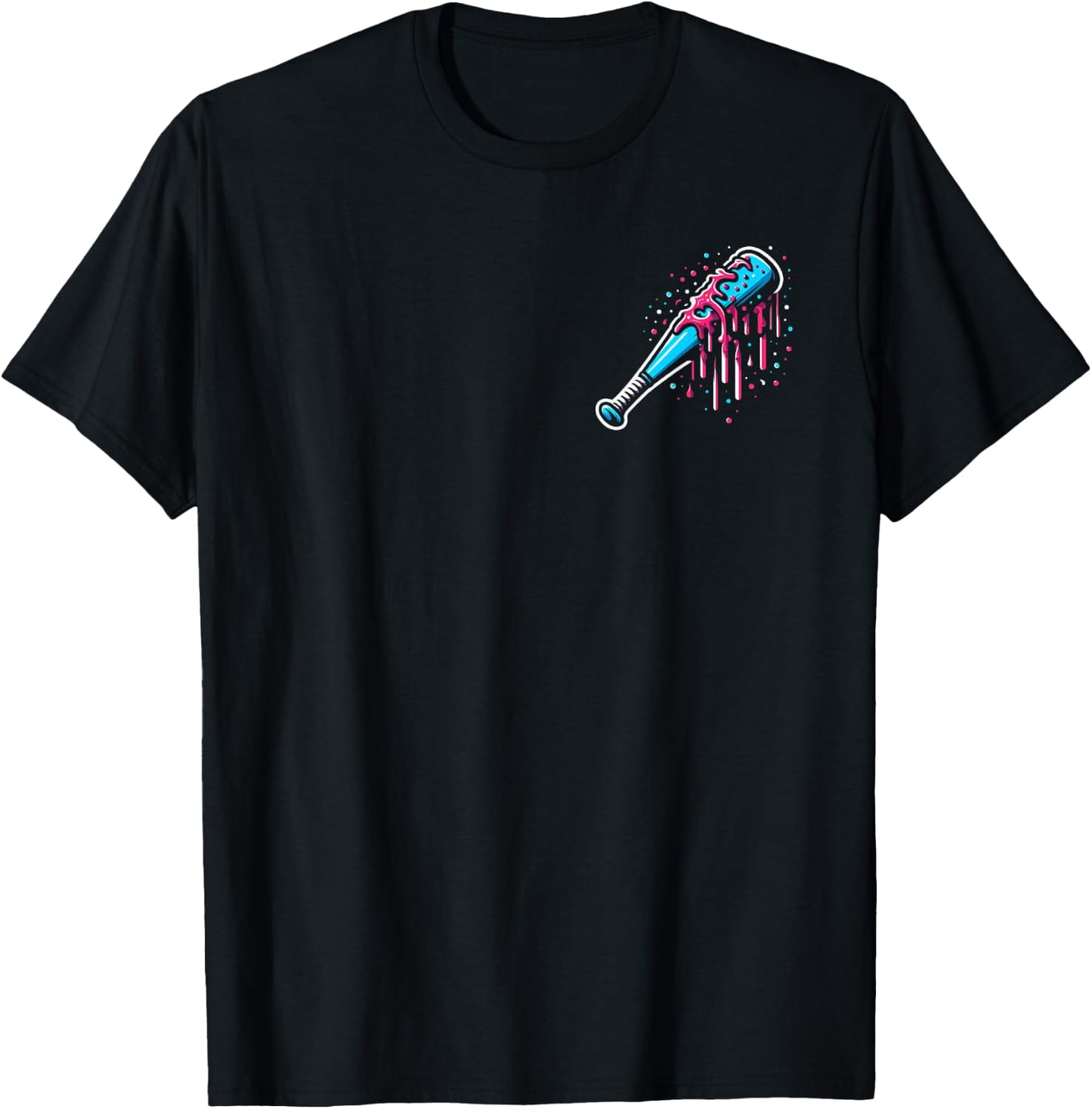 Baseball Home Plate Ice Cream Drip with Sprinkles 2 sides T-Shirt - T-Shirt | Black