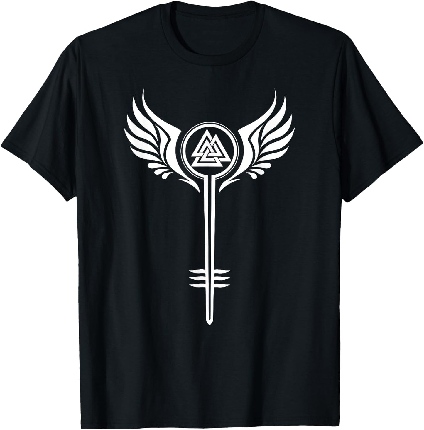Valkyrie Symbol Valknut Odin Wings Vikings Asgard Valhalla T-Shirt - T-Shirt | Black