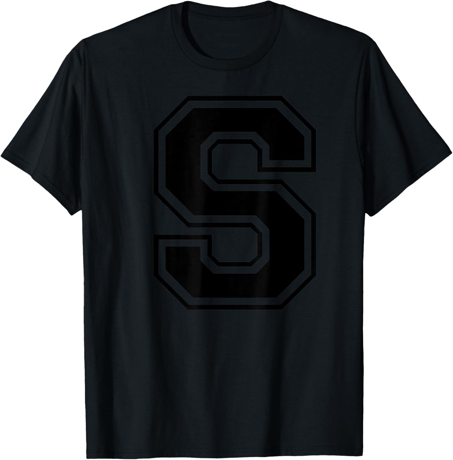 Letter S Capital Alphabet College Varsity Monogram Club T-Shirt - T-Shirt | Black