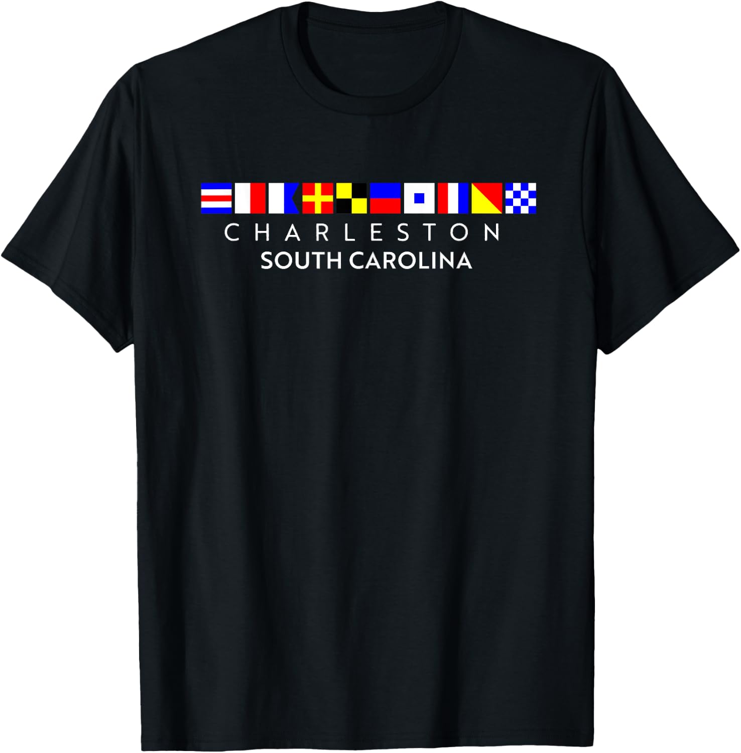Nautical Flag Alphabet Gift - Charleston South Carolina T-Shirt - T-Shirt | Black