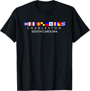 Nautical Flag Alphabet Gift - Charleston South Carolina T-Shirt - T-Shirt | Black