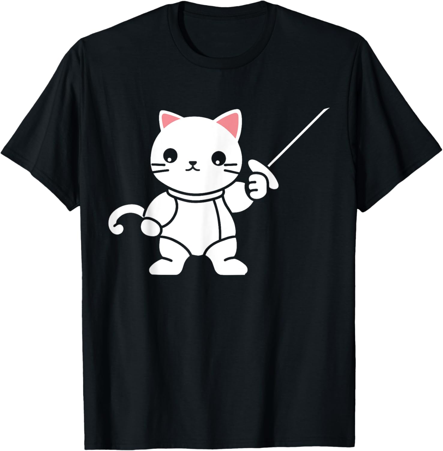 Fencing combat sport simple minimalist cat Fencing Women Kids T-Shirt - T-Shirt | Black