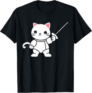 Fencing combat sport simple minimalist cat Fencing Women Kids T-Shirt - T-Shirt | Black