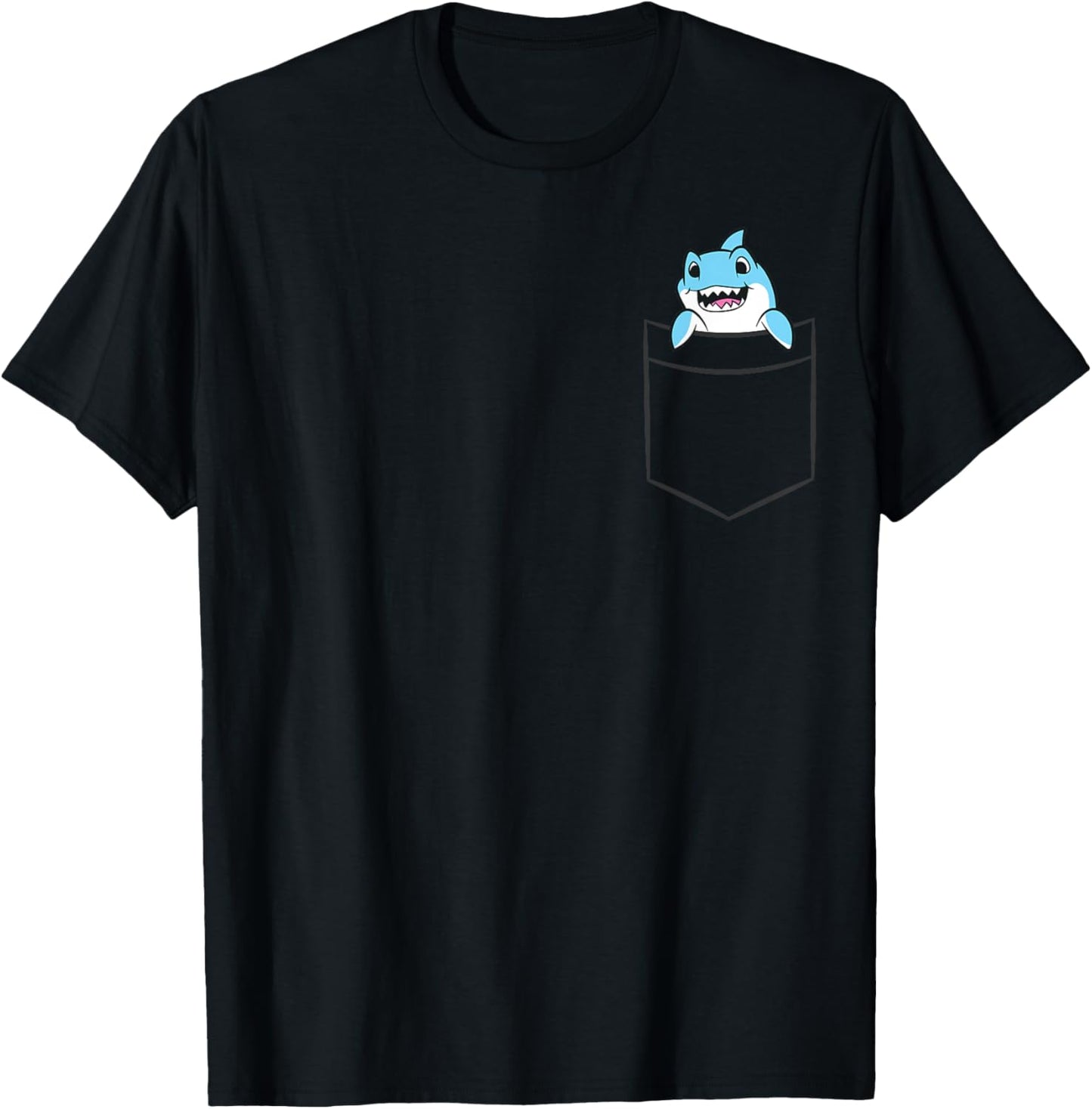 Shark In A Pocket Funny Pocket Shark T-Shirt - T-Shirt | Black