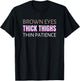 Brown Eyes Thick Thighs Thin Patience Feminism Humor T-Shirt - T-Shirt | Black