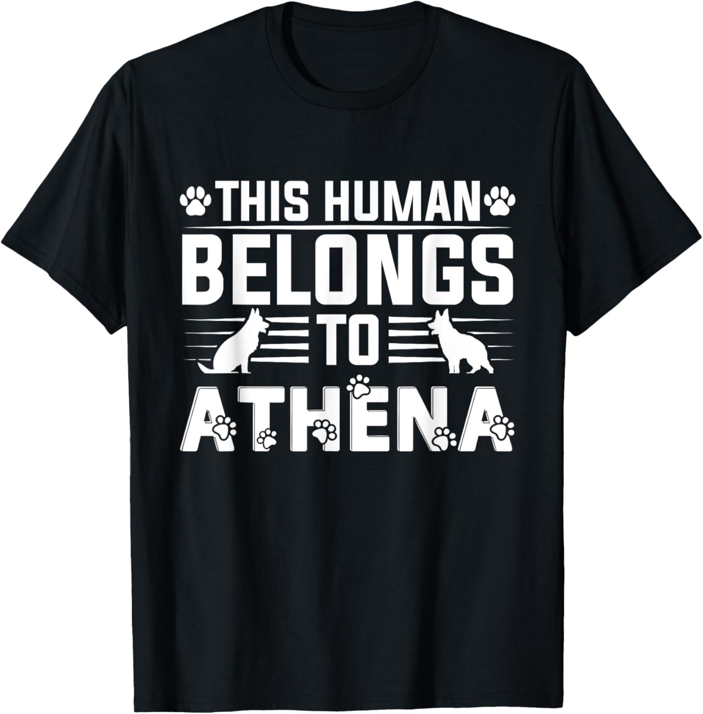 Dog Name Athena Personalised Gift Pet Name Athena T-Shirt - T-Shirt | Black