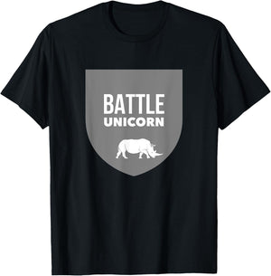 Battle Unicorn Funny Rhinoceros Rhino T-Shirt - T-Shirt | Black