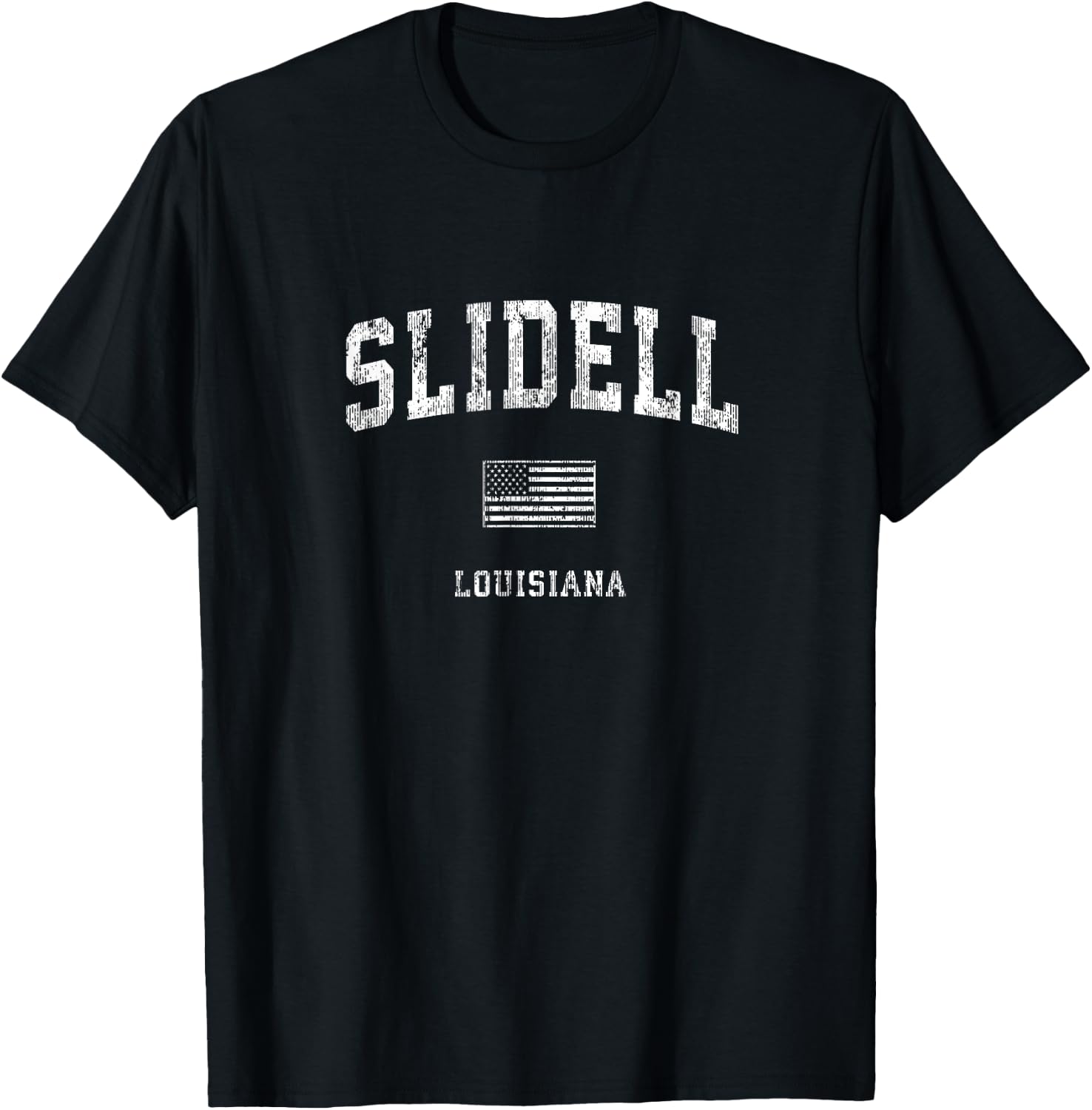 Slidell Louisiana LA Vintage American Flag T-Shirt - T-Shirt | Black