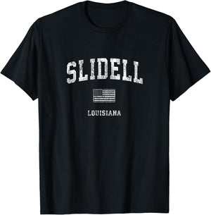Slidell Louisiana LA Vintage American Flag T-Shirt - T-Shirt | Black