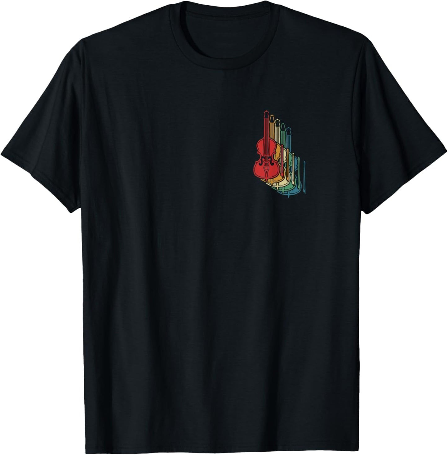 Colorful Double Bass Retro Double Bass T-Shirt - T-Shirt | Black