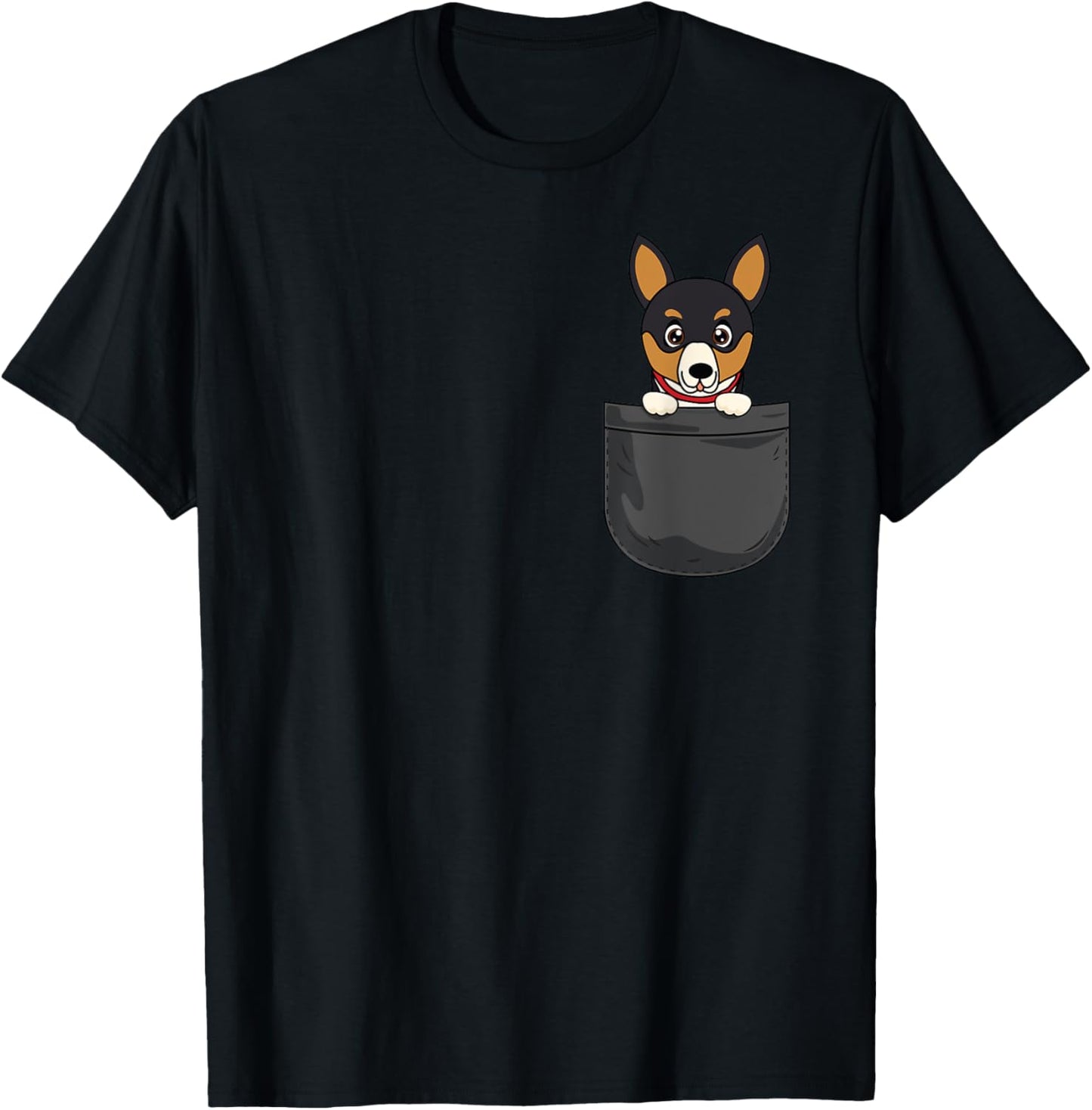 Rat Terrier Mom Dad Dog In Pocket Cute Funny Pet Lover Gift Men Women Kids T-Shirt - T-Shirt | Black